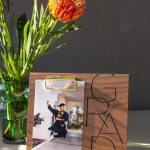 Modern Grad Wood Graduation Photo Frame [Custom Engraved Picture Frame, Graduation Gifts, Class of 2026, High School Graduation Gift]